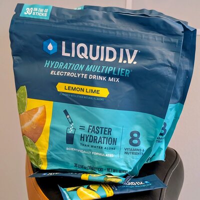 Liquid IV Hydration Multiplier Lemon Lime bag with packets